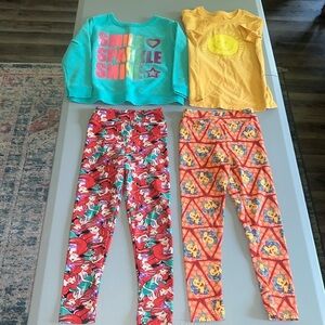 Lularoe Little Mermaid Ariel & Flounder & Turquoise Sweatshirt & Yellow Tee 4T